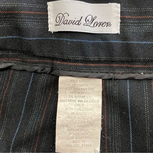 Career Black Pinstripe Straight Leg Slacks Pants 10 Office Siren Corpcore Office - Picture 7 of 10